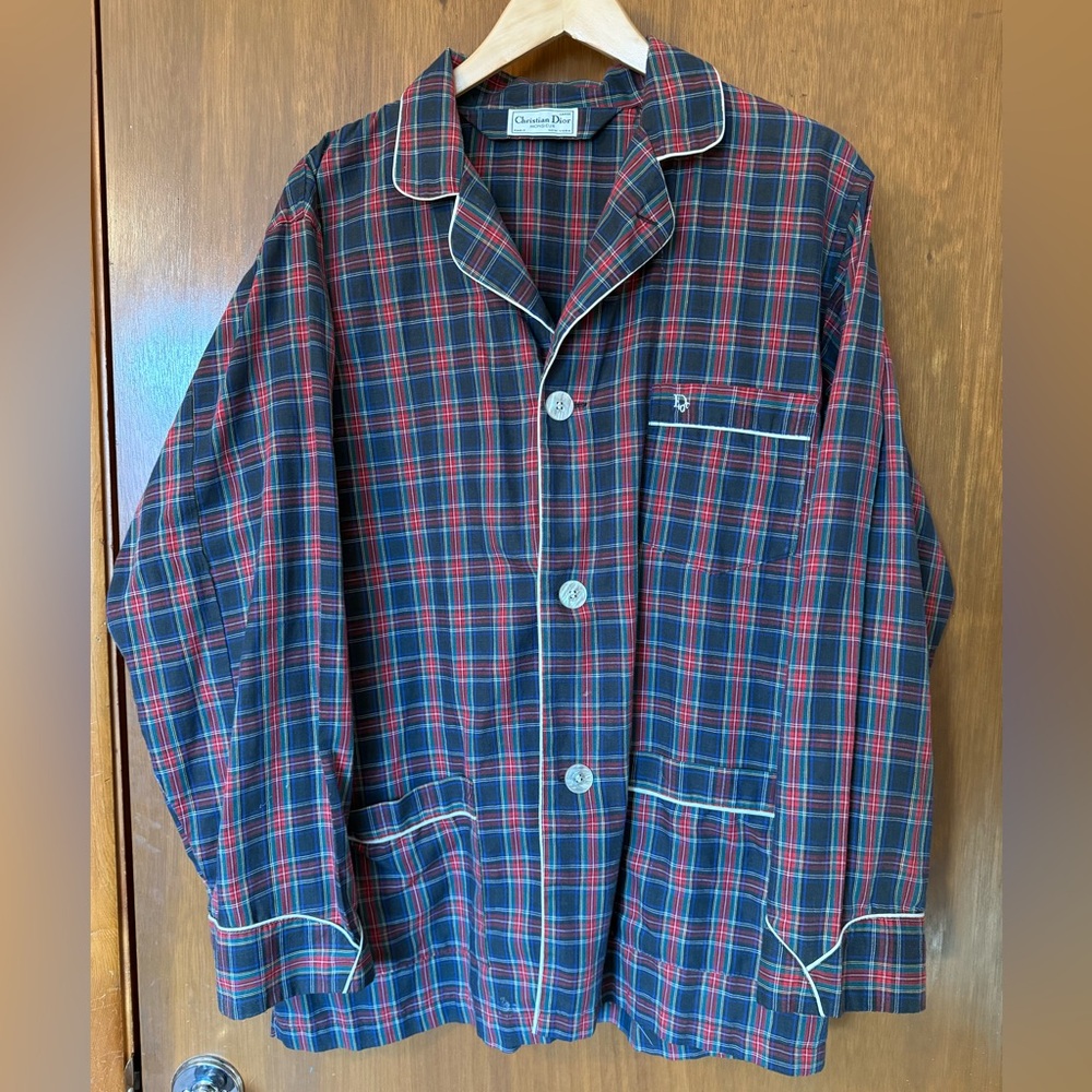 LG Vintage Christian Dior Monsieur Plaid Pajama Shirt